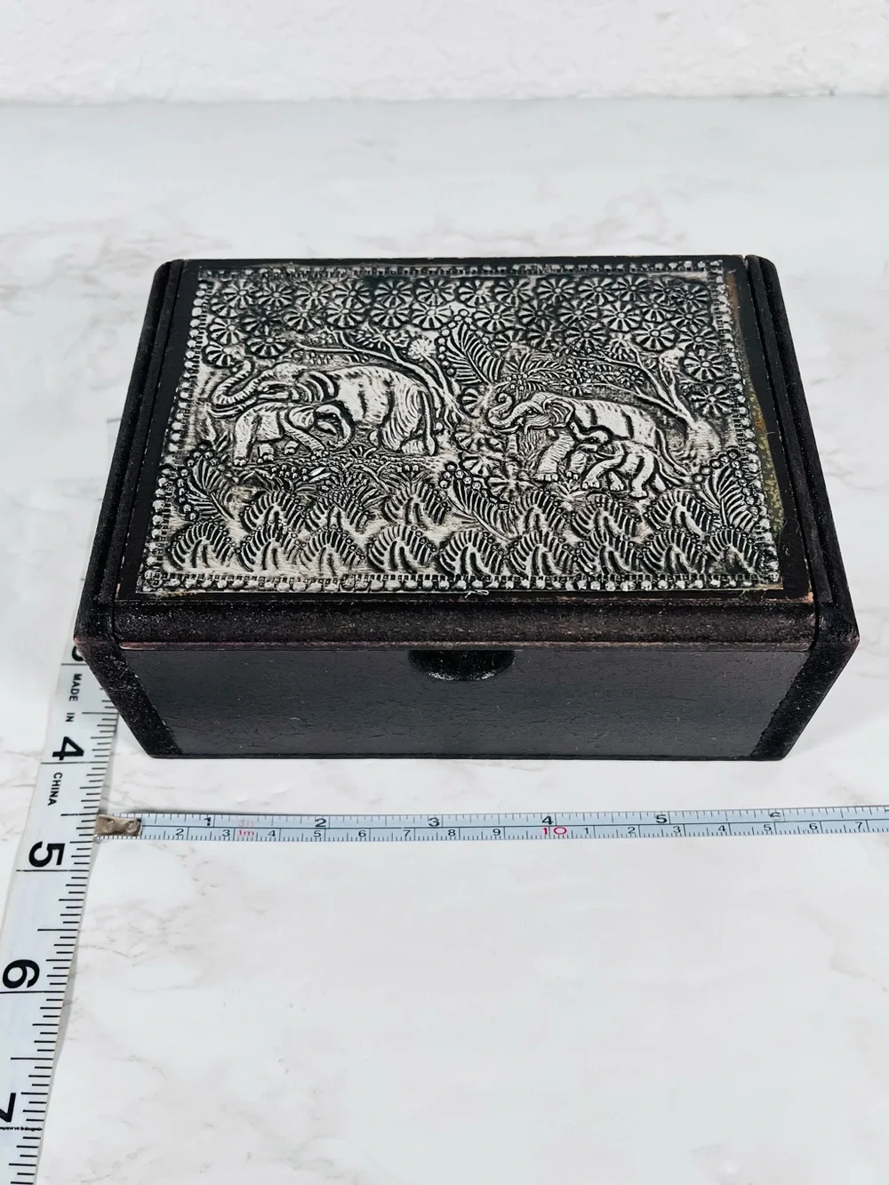 4 Vintage Thai Teak Wood and Silver Trinkets Boxes